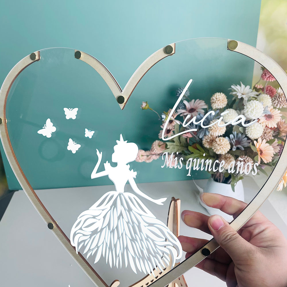 Personalized Guest Book - Mis Xv 생일 축하 장식 꽃