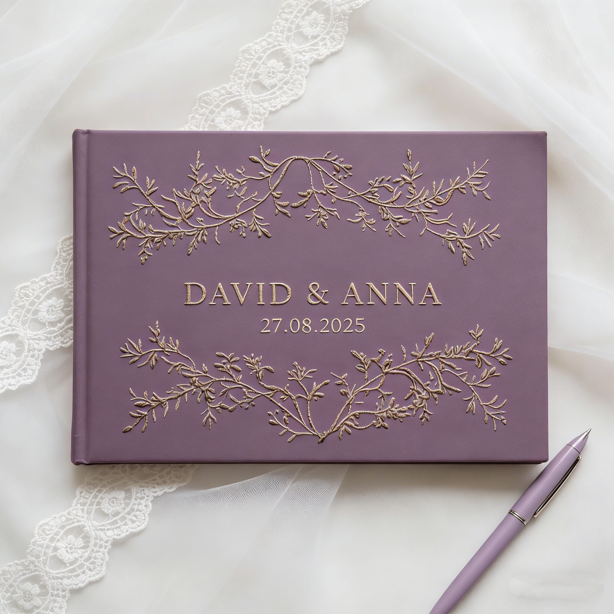Personalized Guest Book - 맞춤 자수 린넨 웨딩 방명록 -