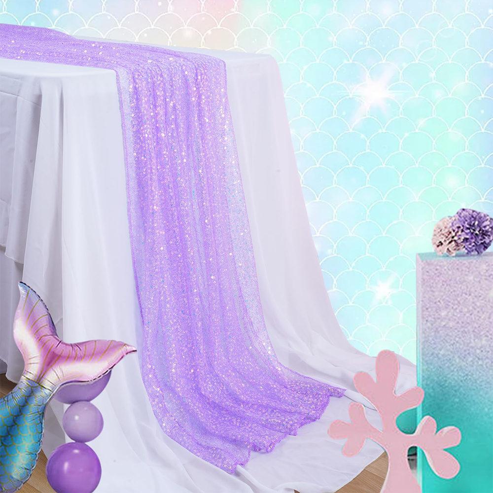 Table Runner Sequin - 인어 테이블 러너 무지개 빛깔의 스팽글