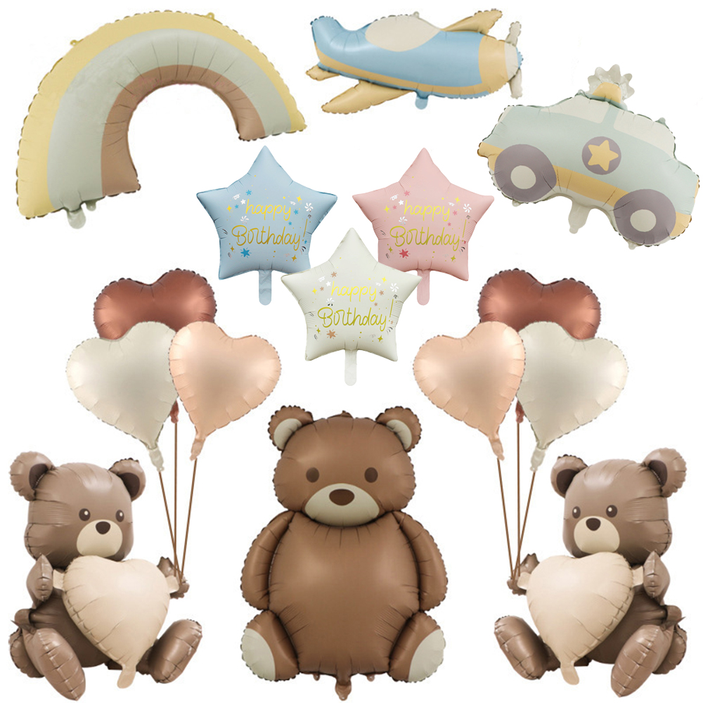 Confetti Balloon Set - 큰 무광 다크 브라운 곰 호일