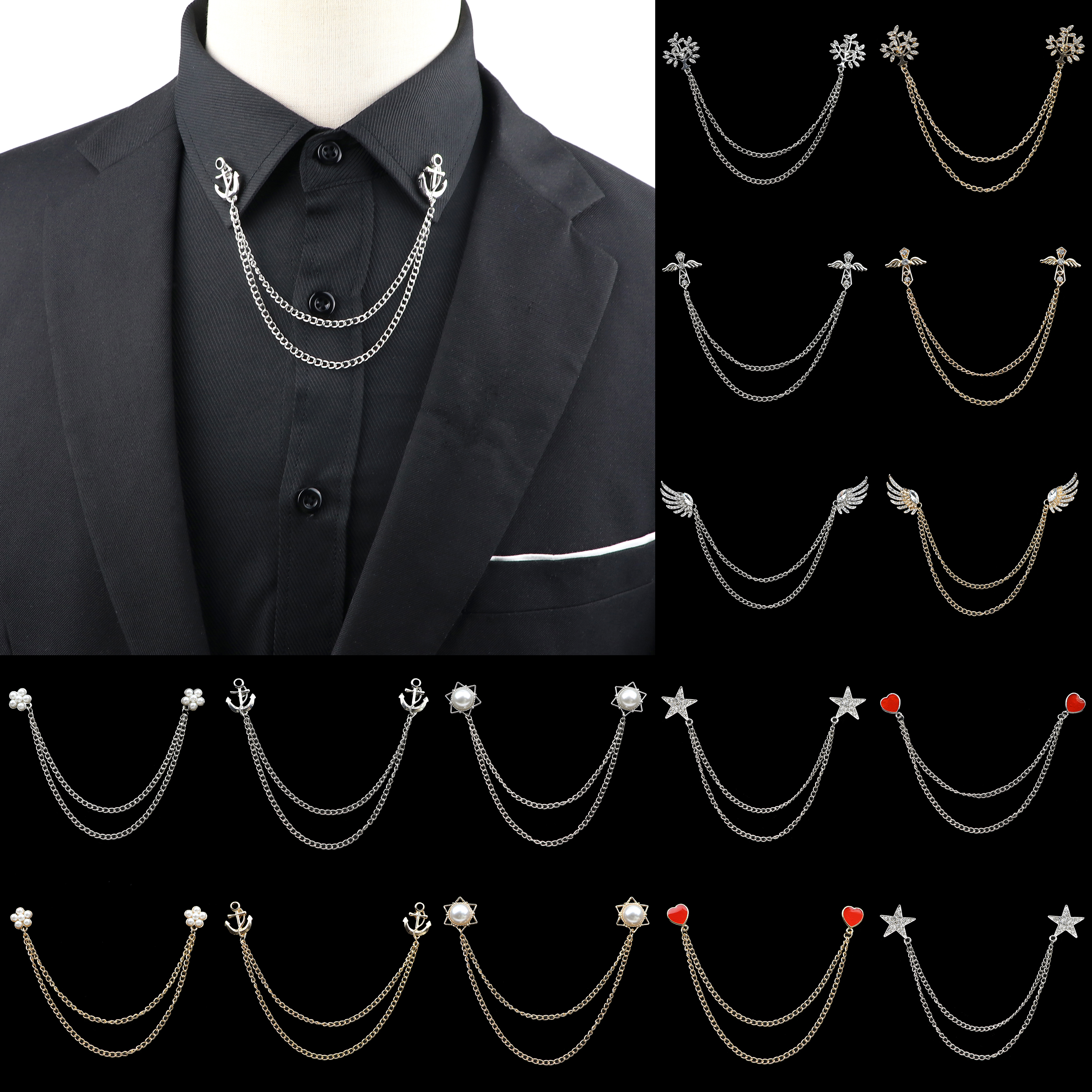 Suit Supply Wedding Party - 남자 정장 셔츠 칼라 체인 옷깃