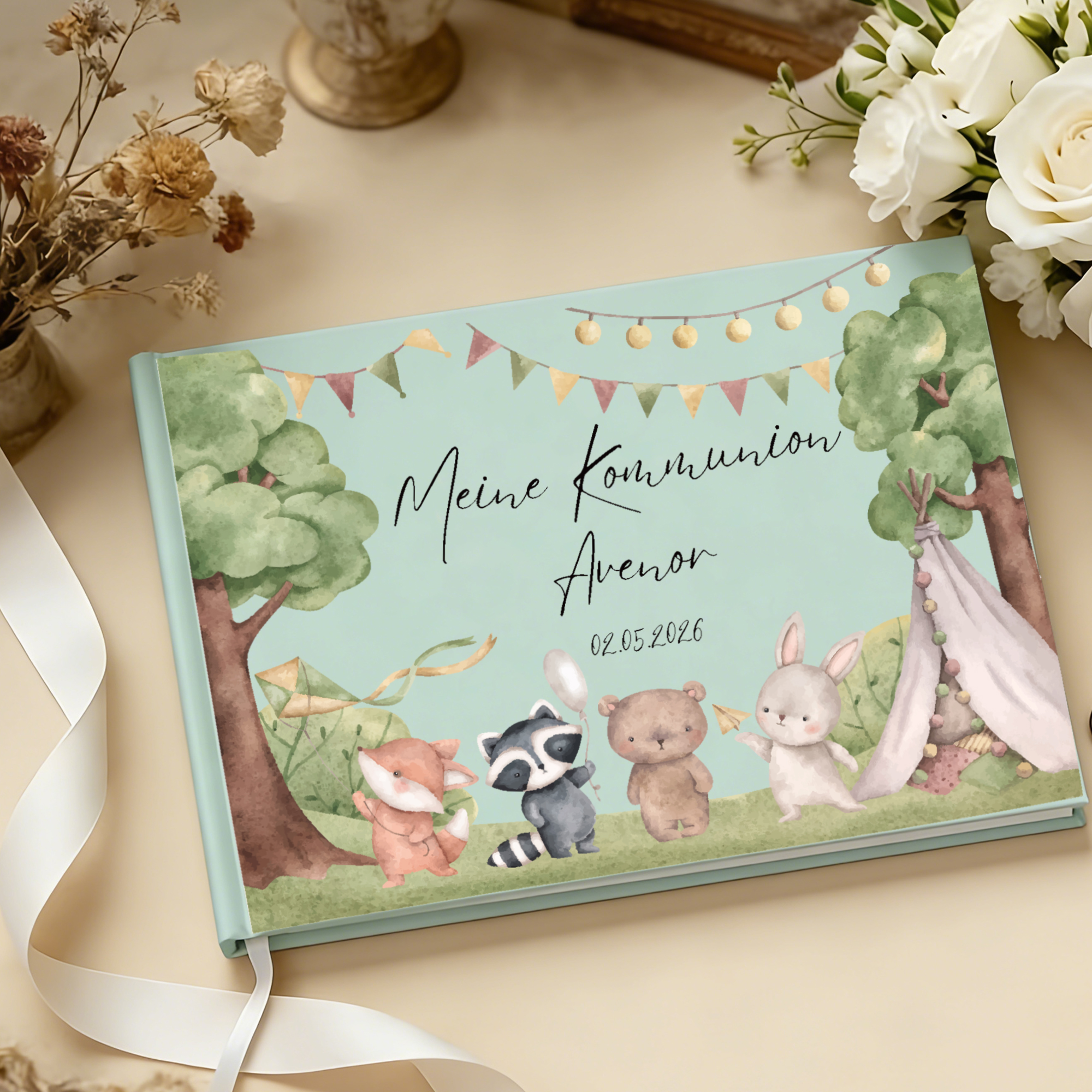 Personalized Guest Book - 리본이 달린 맞춤형 방명록, 맞춤형 스크랩북