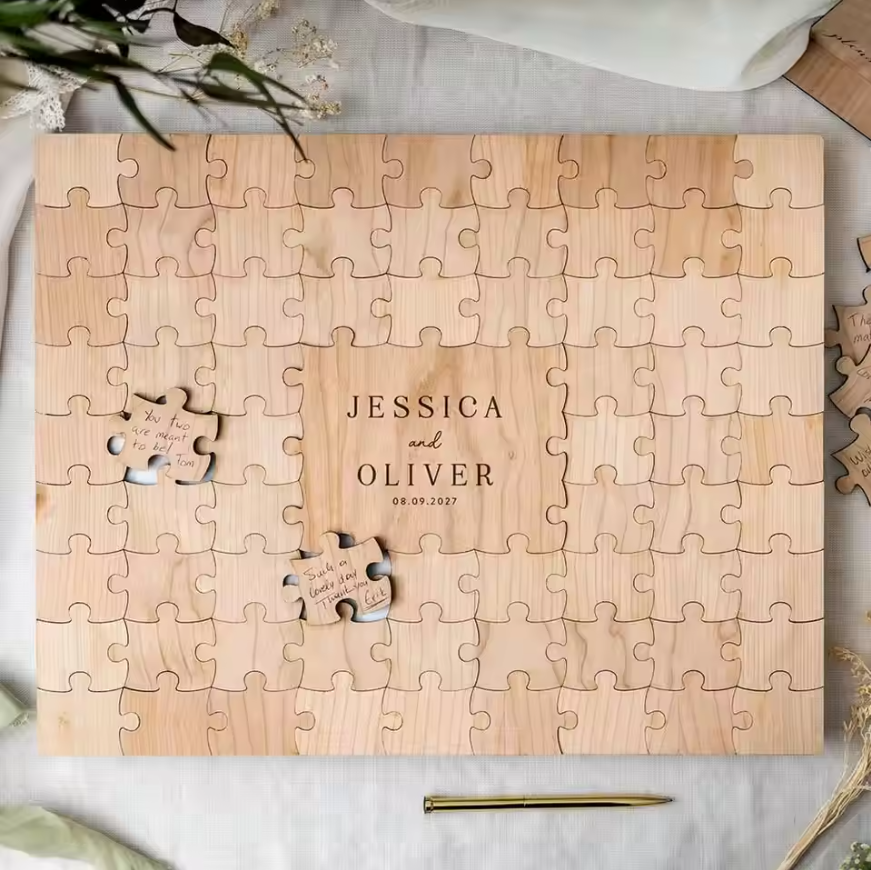 Personalized Guest Book - 소박한 나무 맞춤형 웨딩 직소 퍼즐