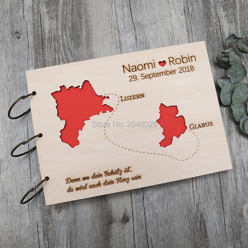 소박한 맞춤형 결혼식 방명록, 맞춤형 MAP 목조 결혼 - Personalized Guest Book 리뷰 및 가격