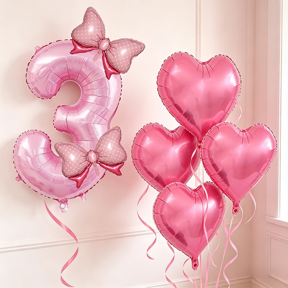 핑크 리본 파티 장식 핑크 리본 생일 숫자 풍선 하트  - Confetti Balloon Set 리뷰 및 가격