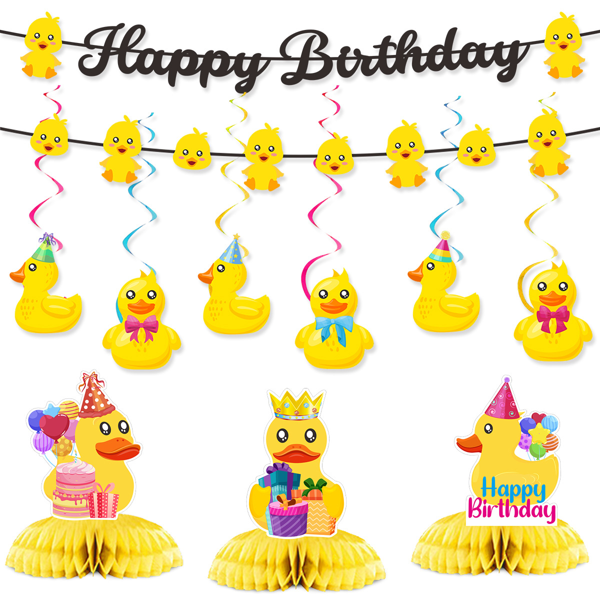 귀여운 수영 오리 테마 생일 축하 배너 케이크 토퍼 풍 - Confetti Balloon Set 리뷰 및 가격