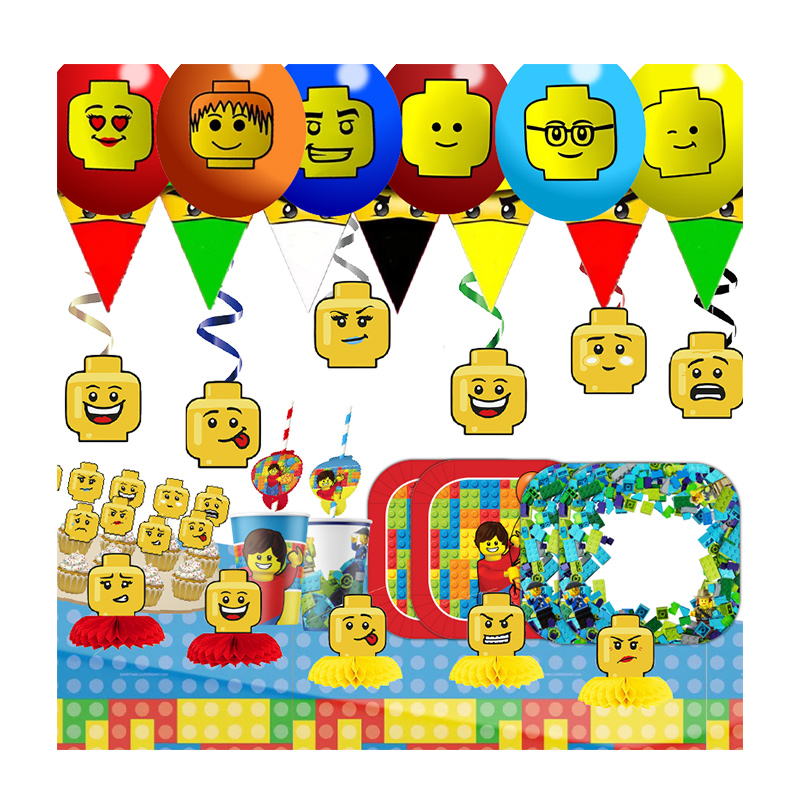 빌딩 블록 생일 축하 배너 파티 장식 종이 식기 케이크 - Confetti Balloon Set 리뷰 및 가격