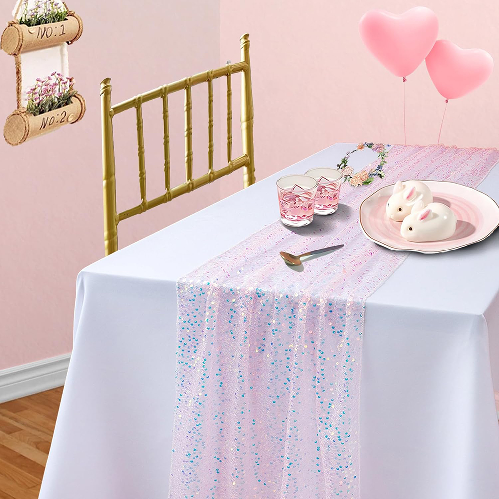 스팽글 무지개빛 테이블 러너 반짝이는 글리터 핑크 인어 - Table Runner Sequin 리뷰 및 가격