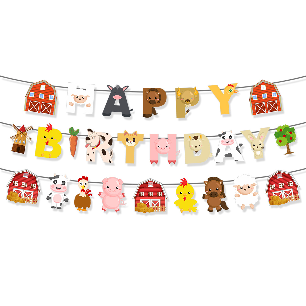 만화 농장 동물 테마 생일 배너 소 돼지 케이크 토퍼  - Confetti Balloon Set 리뷰 및 가격