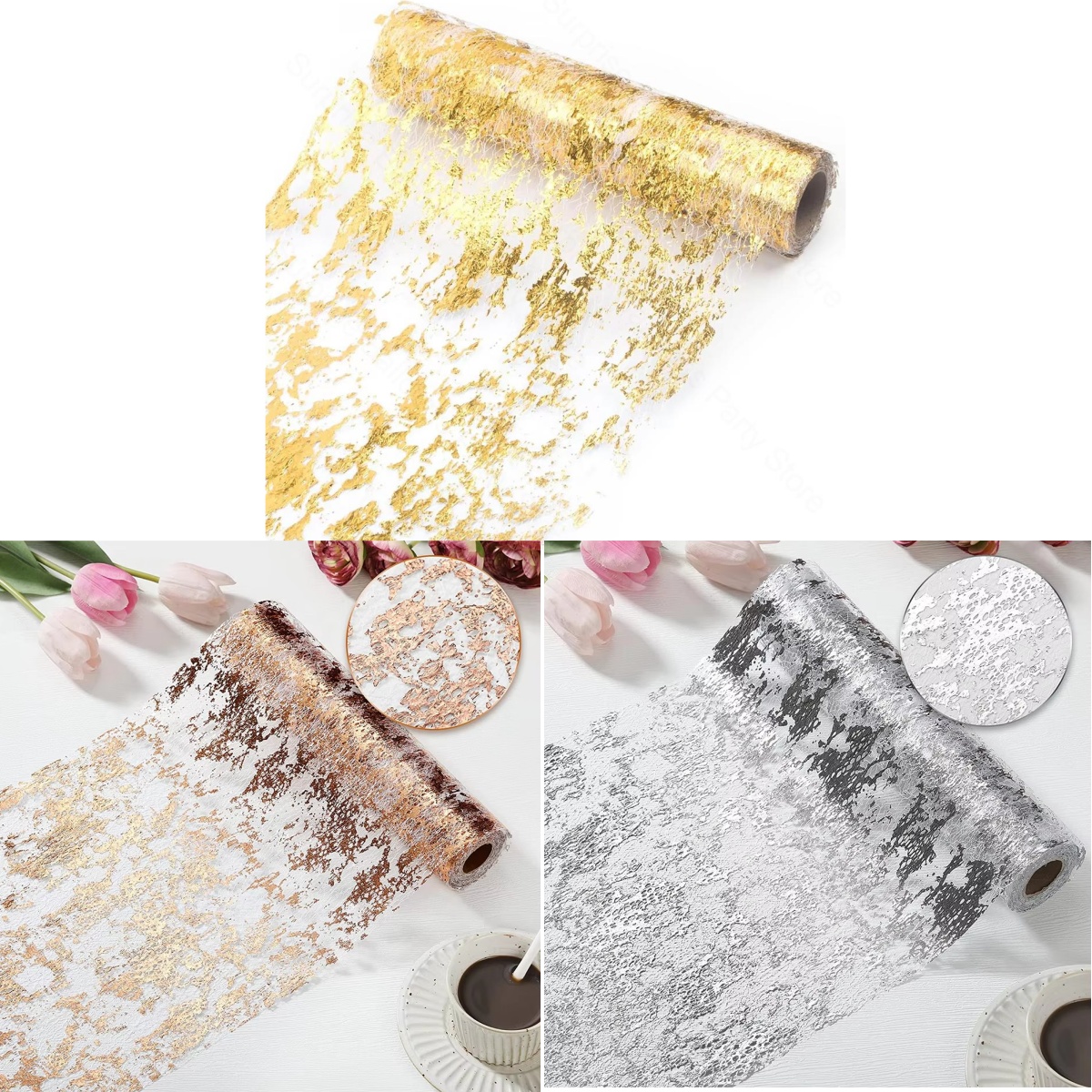 반짝이는 메탈릭 골드 테이블 러너, 스팽글 글리터 포일 - Table Runner Sequin 리뷰 및 가격
