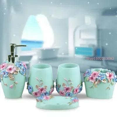 욕실 액세서리 5종 세트 유리컵 칫솔 레진 홀더 커플  - Wedding Bathroom Supply Kit 리뷰 및 가격