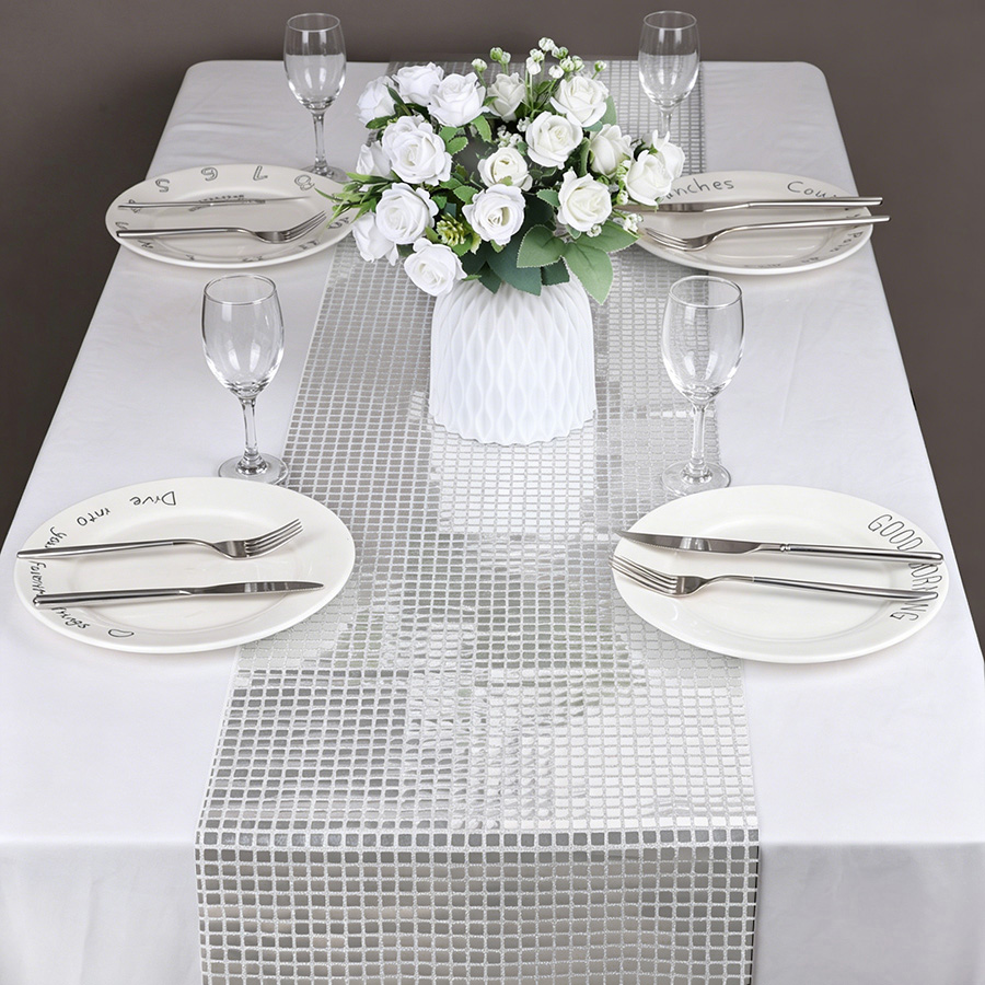 미러 실버 스팽글 테이블 러너 70년대 80년대 테마  - Table Runner Sequin 리뷰 및 가격