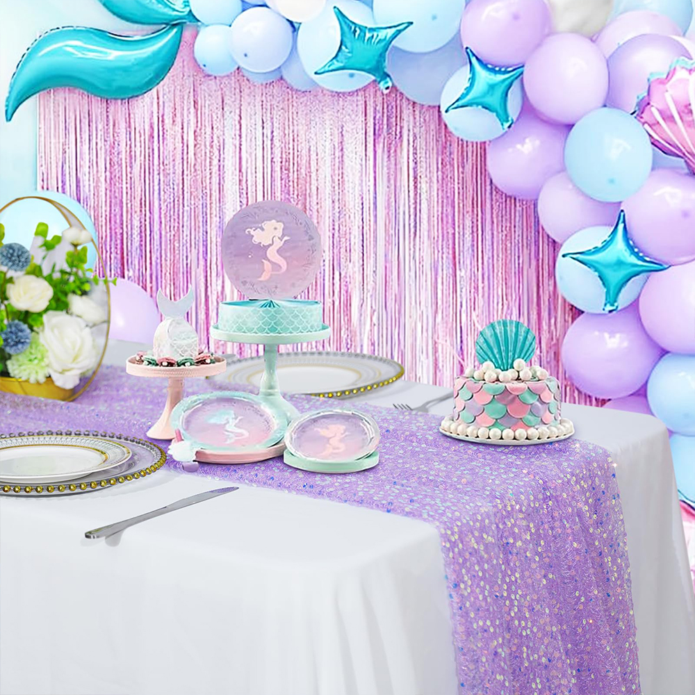 인어 테이블 러너 무지개 빛깔의 스팽글 반짝이 테이블  - Table Runner Sequin 리뷰 및 가격