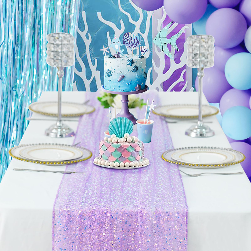 인어 테이블 러너 무지개 빛깔의 스팽글 반짝이 테이블  - Table Runner Sequin 리뷰 및 가격