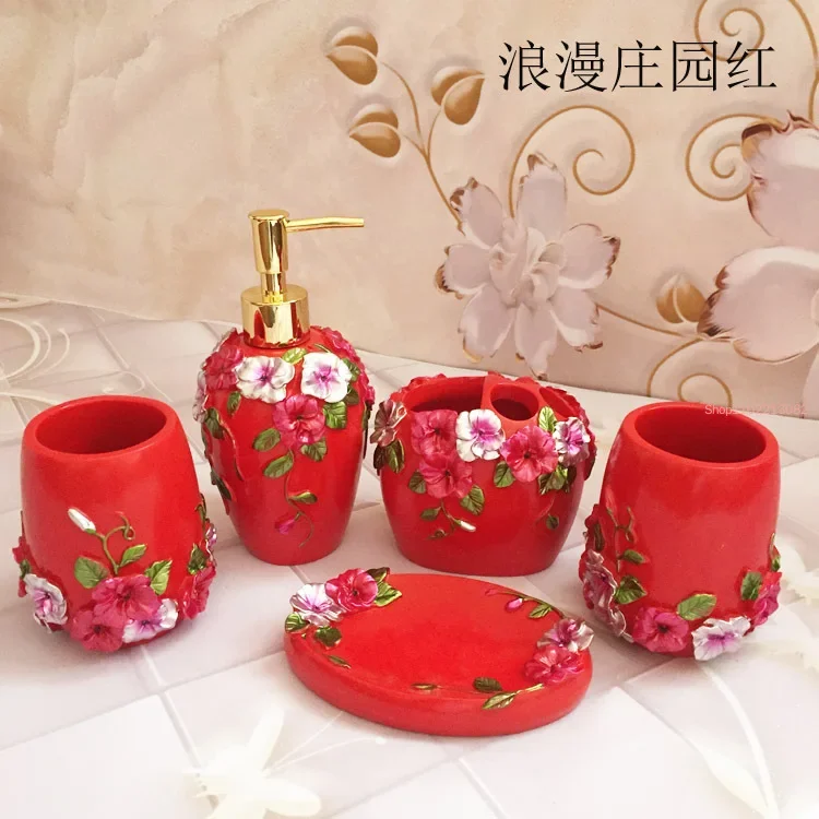 5종/세트 레진 욕실용품 세트 웨딩 욕실용품 세트 홈  - Wedding Bathroom Supply Kit 리뷰 및 가격