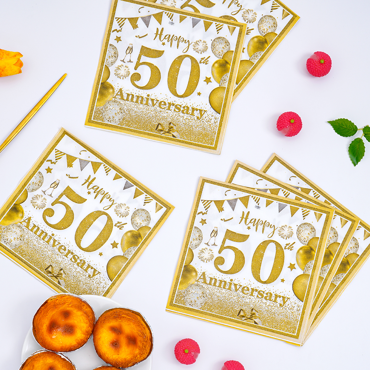 화이트 골드 40/50/60/70년 기념 일회용 디너  - Confetti Balloon Set 리뷰 및 가격