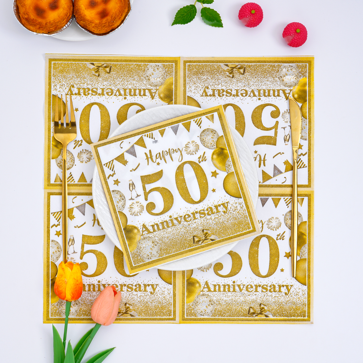 화이트 골드 40/50/60/70년 기념 일회용 디너  - Confetti Balloon Set 리뷰 및 가격
