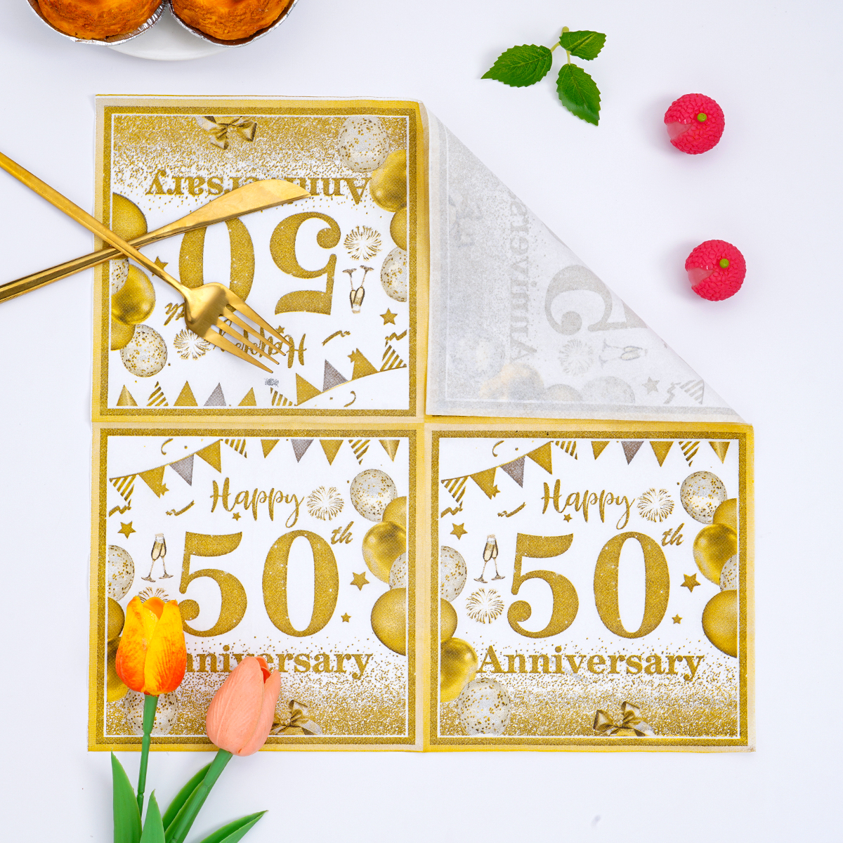 화이트 골드 40/50/60/70년 기념 일회용 디너  - Confetti Balloon Set 리뷰 및 가격