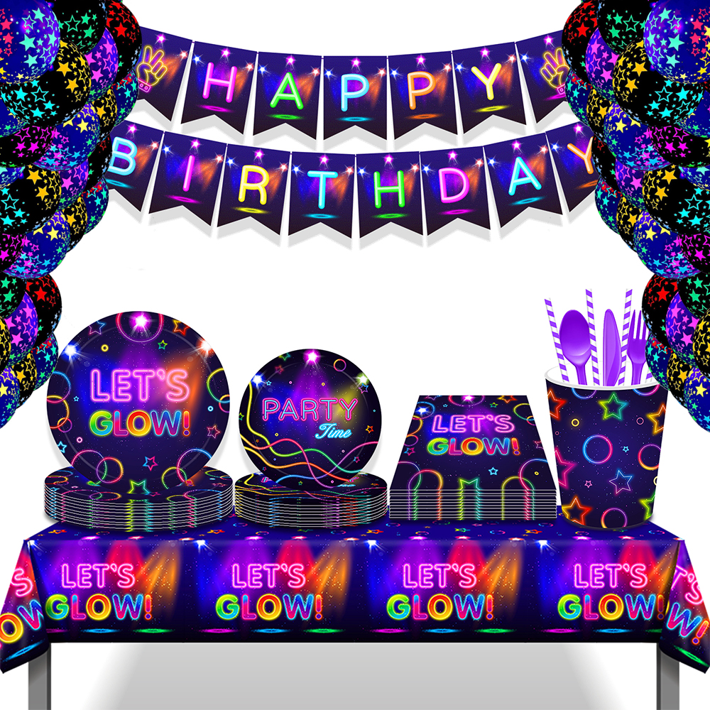 글로우 파티 식탁보 냅킨 컵 플레이트, 네온 라텍스 풍 - Confetti Balloon Set 리뷰 및 가격