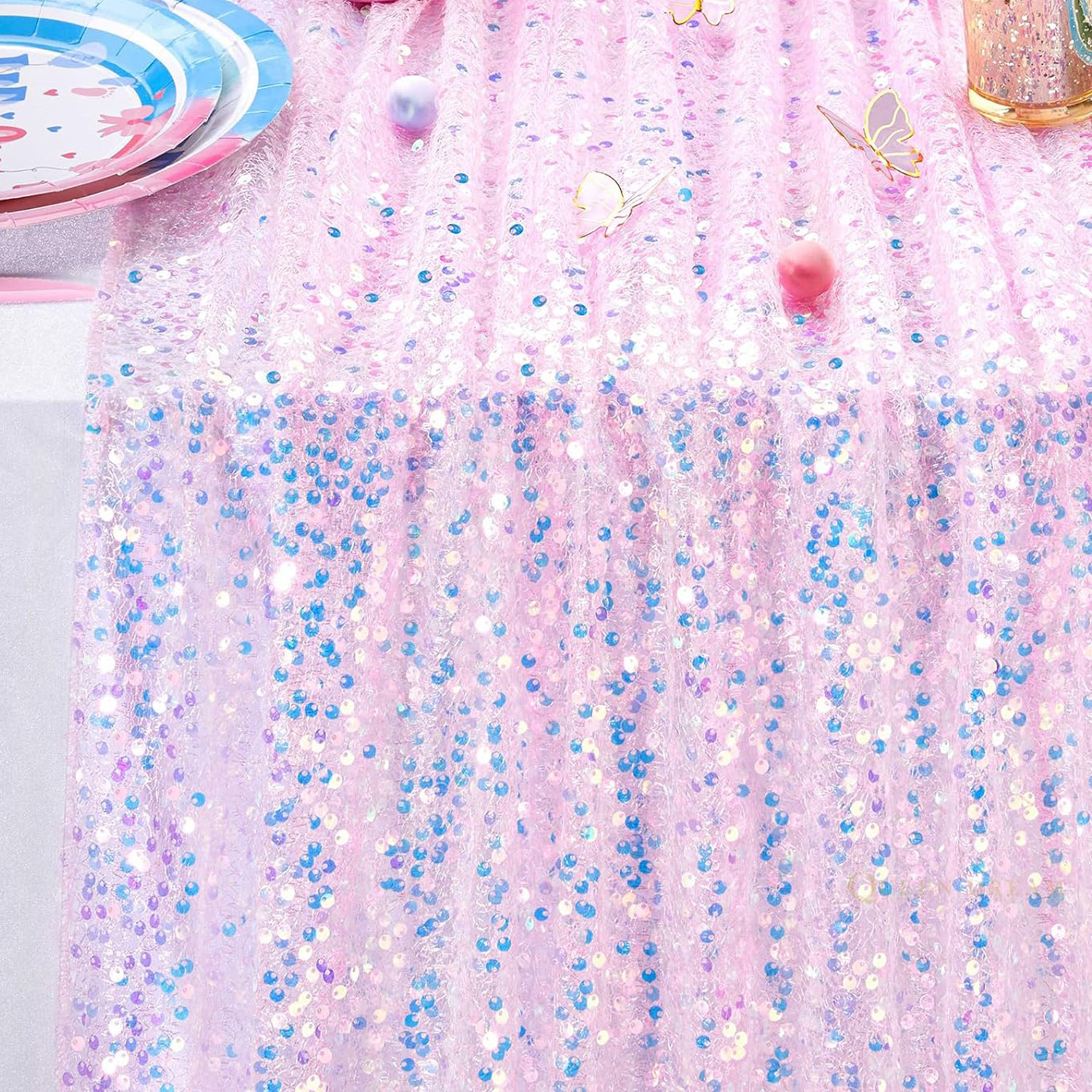 반짝이는 무지개빛 스팽글 테이블 러너, 부드러운 웨딩  - Table Runner Sequin 리뷰 및 가격