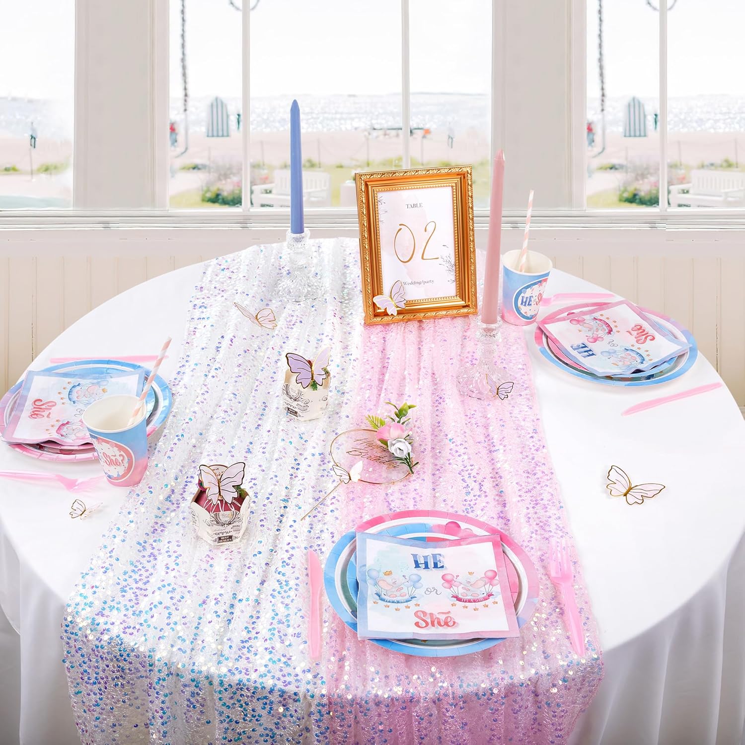반짝이 무지개 빛깔의 스팽글 테이블 러너, 신부 베이비 - Table Runner Sequin 리뷰 및 가격
