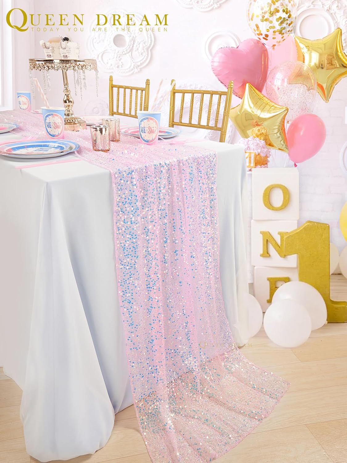 반짝이 무지개 빛깔의 스팽글 테이블 러너, 신부 베이비 - Table Runner Sequin 리뷰 및 가격