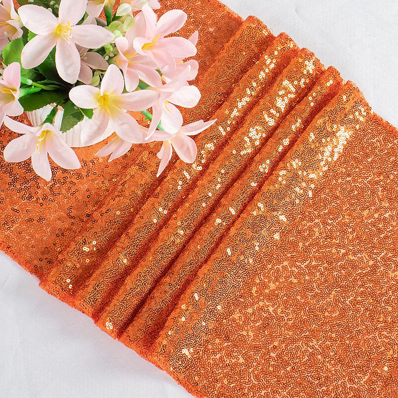 결혼식 장식을위한 오렌지 스팽글 테이블 러너 신부 베이 - Table Runner Sequin 리뷰 및 가격